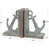 imageDeco 79 Polystone Anchor Decorative Bookends Distressed Patina Non Skid Bookends with Gold Foil Accents Set of 2 Office Bookends4W 8H Blue2 PIECES SMALL SIZE