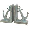 imageDeco 79 Polystone Anchor Decorative Bookends Distressed Patina Non Skid Bookends with Gold Foil Accents Set of 2 Office Bookends4W 8H Blue2 PIECES SMALL SIZE