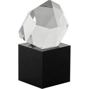 imageDeco 79 Glass Abstract Decorative Sculpture Cut Stone Inspired Home Decor Statue with Black Base Accent Figurine 4quot x 4quot x 8quot Clear4 x 4 x 7