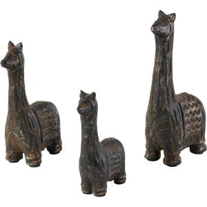 imageDeco 79 Metal Llama Decorative Sculpture Home Decor Statues Set of 3 Accent Figurines 9quot 7quot 6quotH BlackBlack