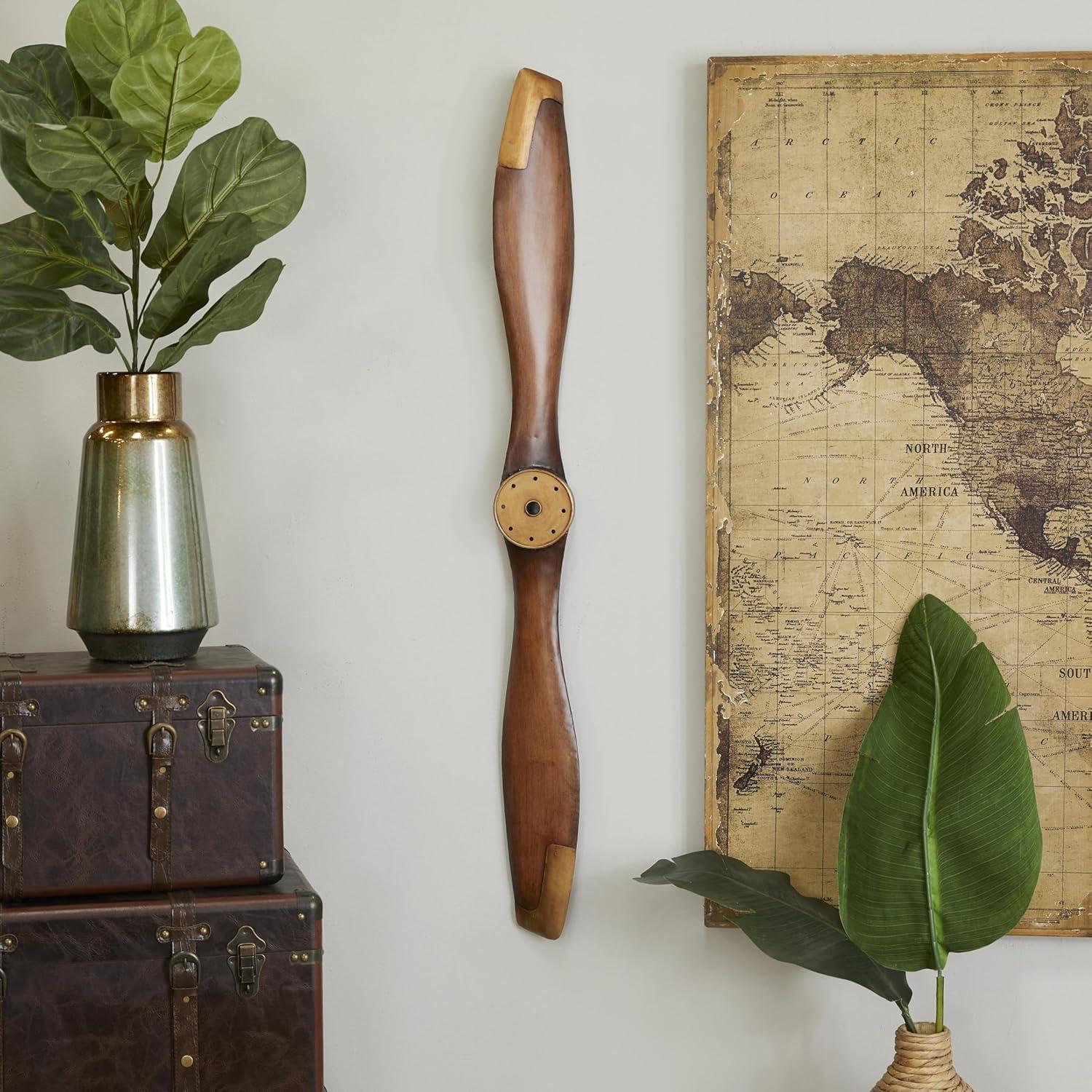 imageDeco 79 Metal Airplane Propeller Home Wall Decor 2 Blade Wall Sculpture with Aviation Detailing Wall Art 5quot x 2quot x 48quot Brown