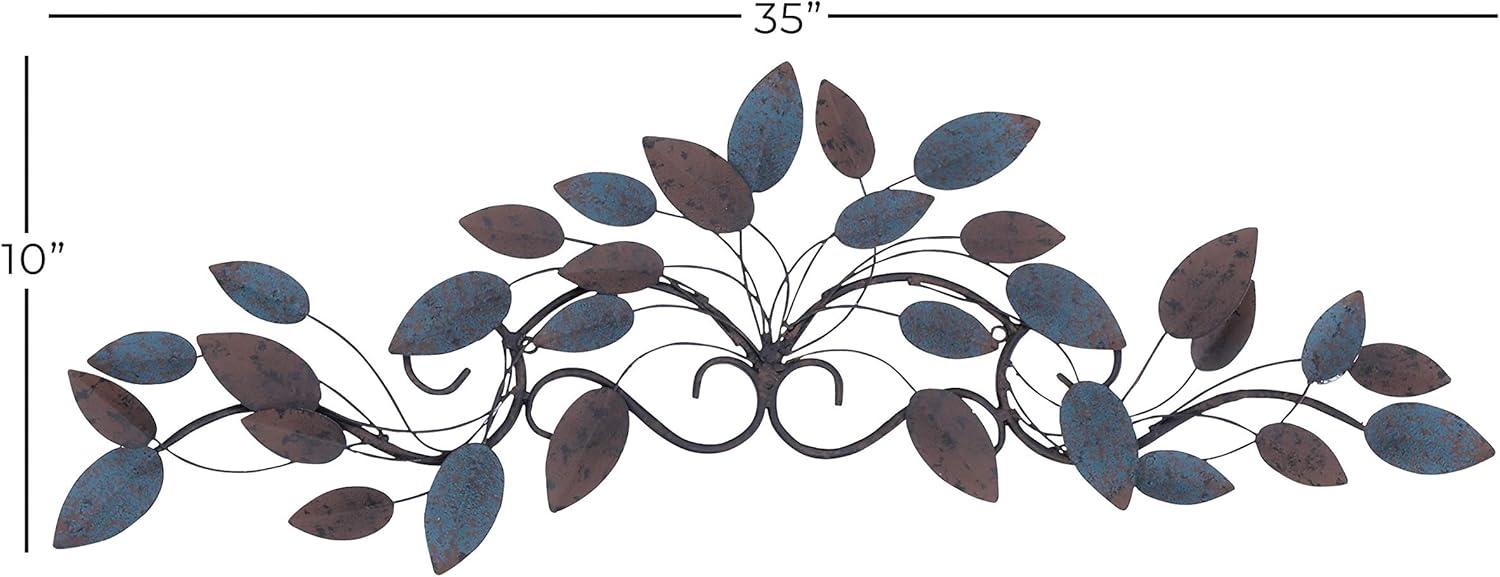 imageDeco 79 Metal Leaf Home Wall Decor Wall Sculpture Wall Art 43quot x 2quot x 10quot Multi ColoredBlue
