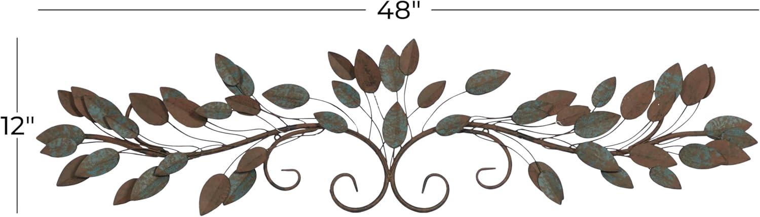 imageDeco 79 Metal Leaf Home Wall Decor Wall Sculpture Wall Art 43quot x 2quot x 10quot Multi ColoredBlue