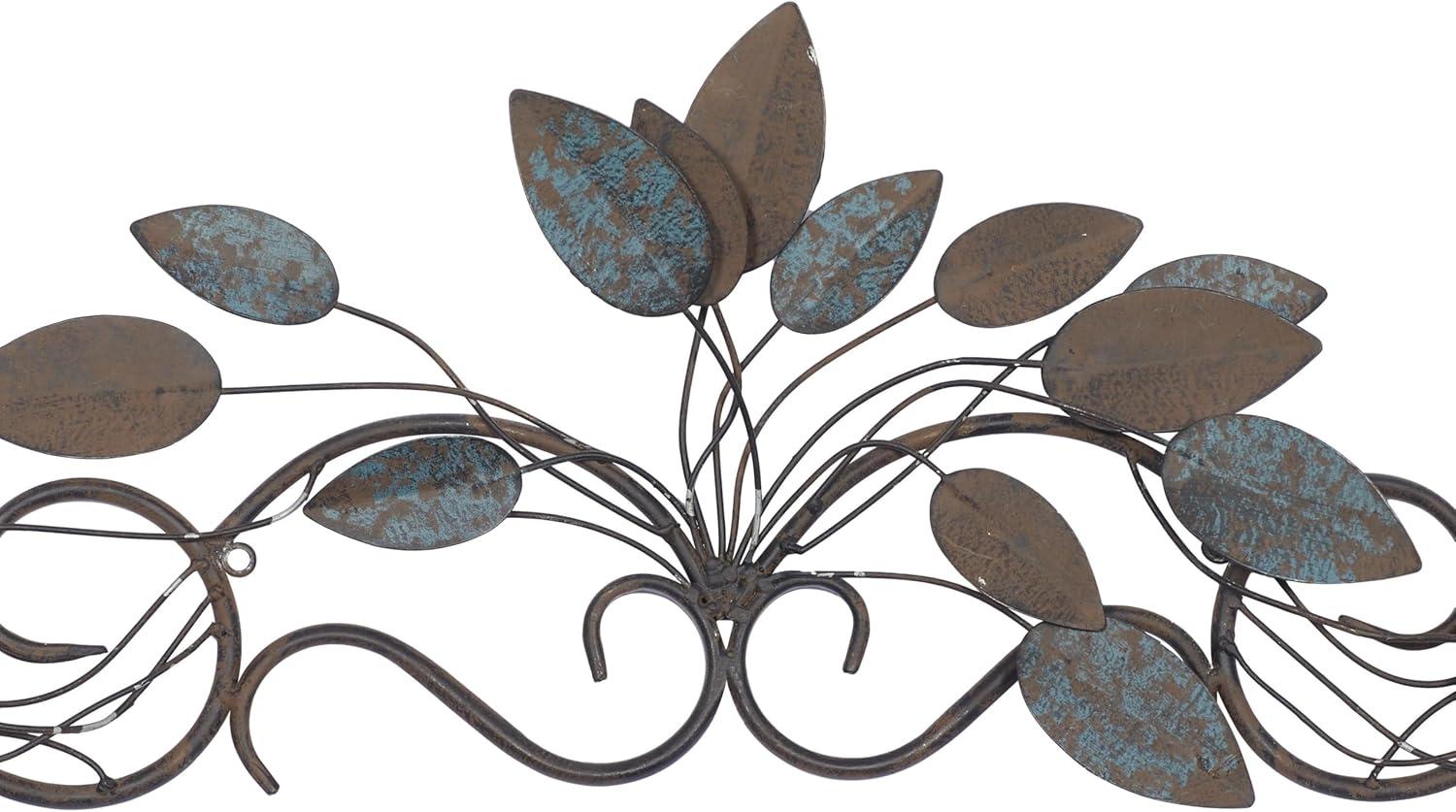 imageDeco 79 Metal Leaf Home Wall Decor Wall Sculpture Wall Art 43quot x 2quot x 10quot Multi ColoredBlue
