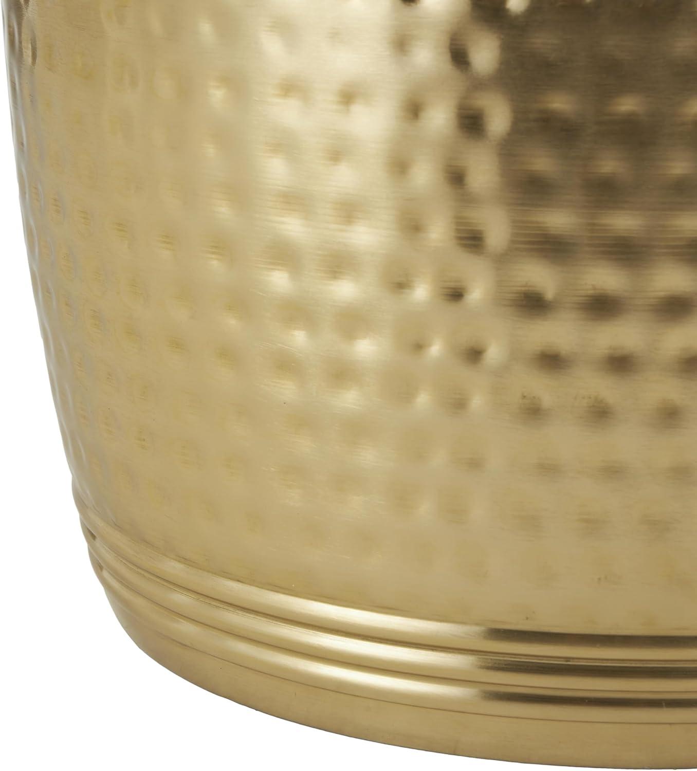 imageDeco 79 Metal Side End Accent Table Hammered End Table with Hourglass Shape Side Table 14quot x 14quot x 18quot SilverGold