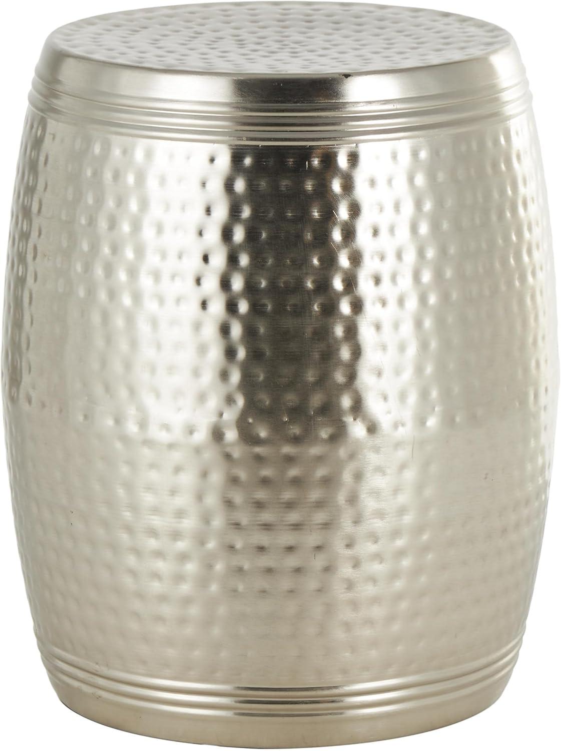 imageDeco 79 Metal Side End Accent Table Hammered End Table with Hourglass Shape Side Table 14quot x 14quot x 18quot SilverSilver