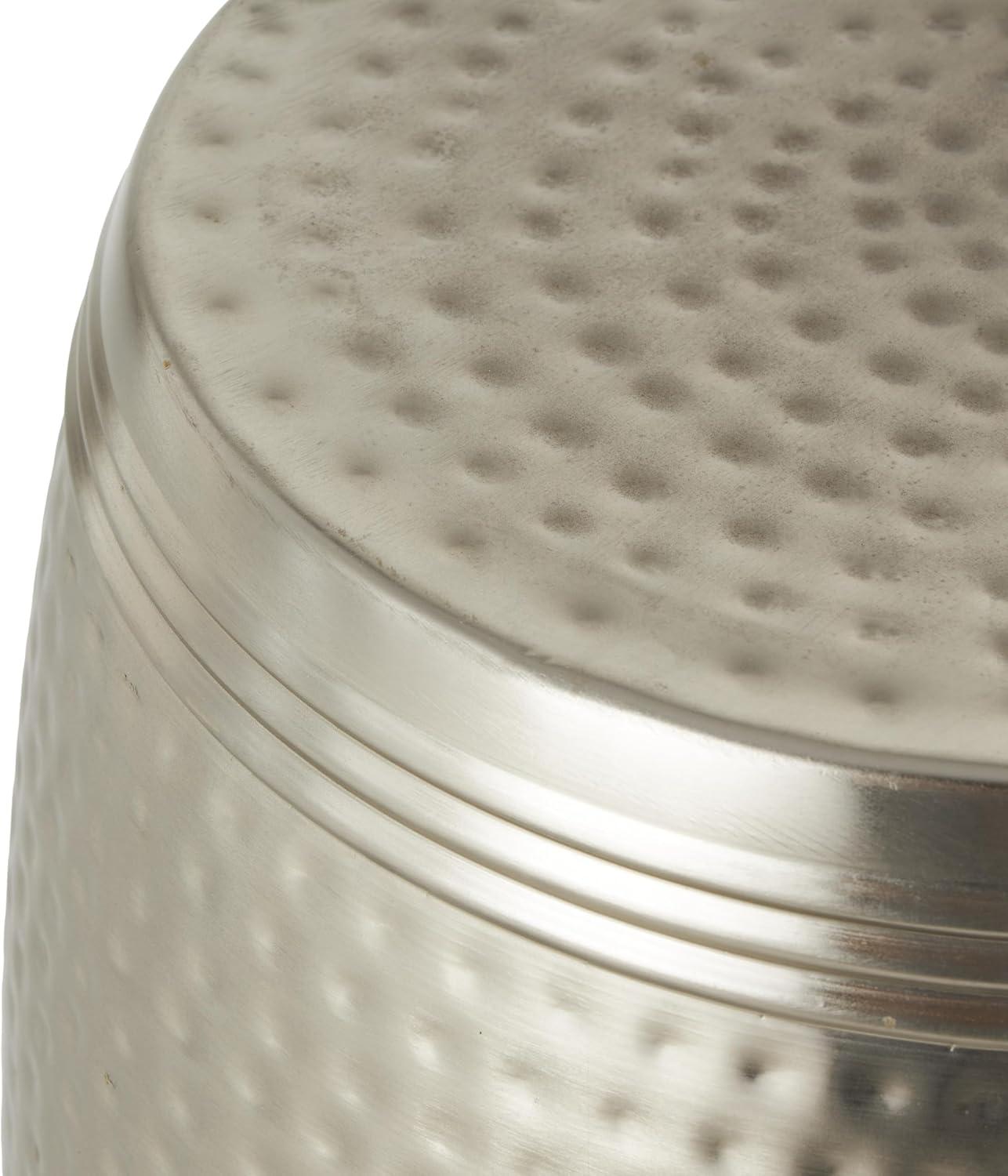 imageDeco 79 Metal Side End Accent Table Hammered End Table with Hourglass Shape Side Table 14quot x 14quot x 18quot SilverSilver