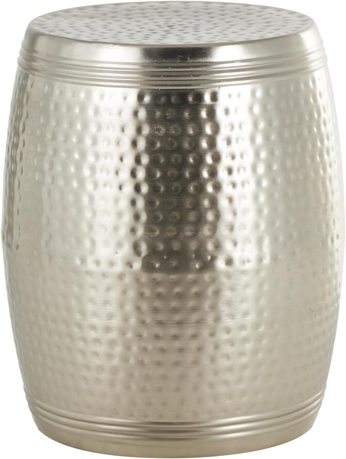 imageDeco 79 Metal Side End Accent Table Hammered End Table with Hourglass Shape Side Table 14quot x 14quot x 18quot SilverSilver