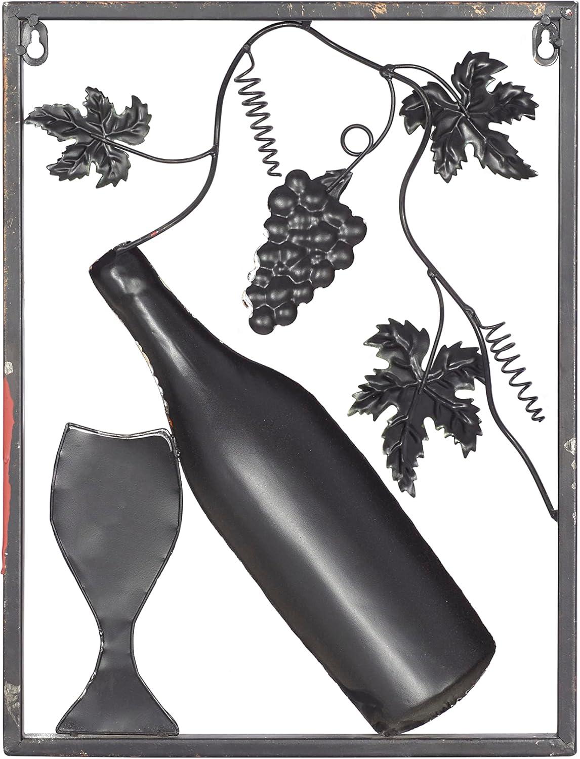 imageDeco 79 Metal Wine Home Wall Decor Wall Sculpture with Grapes Detailing set of 4 Wall Art 14quot x 1quot x 18quot Multi ColoredWine Art 1