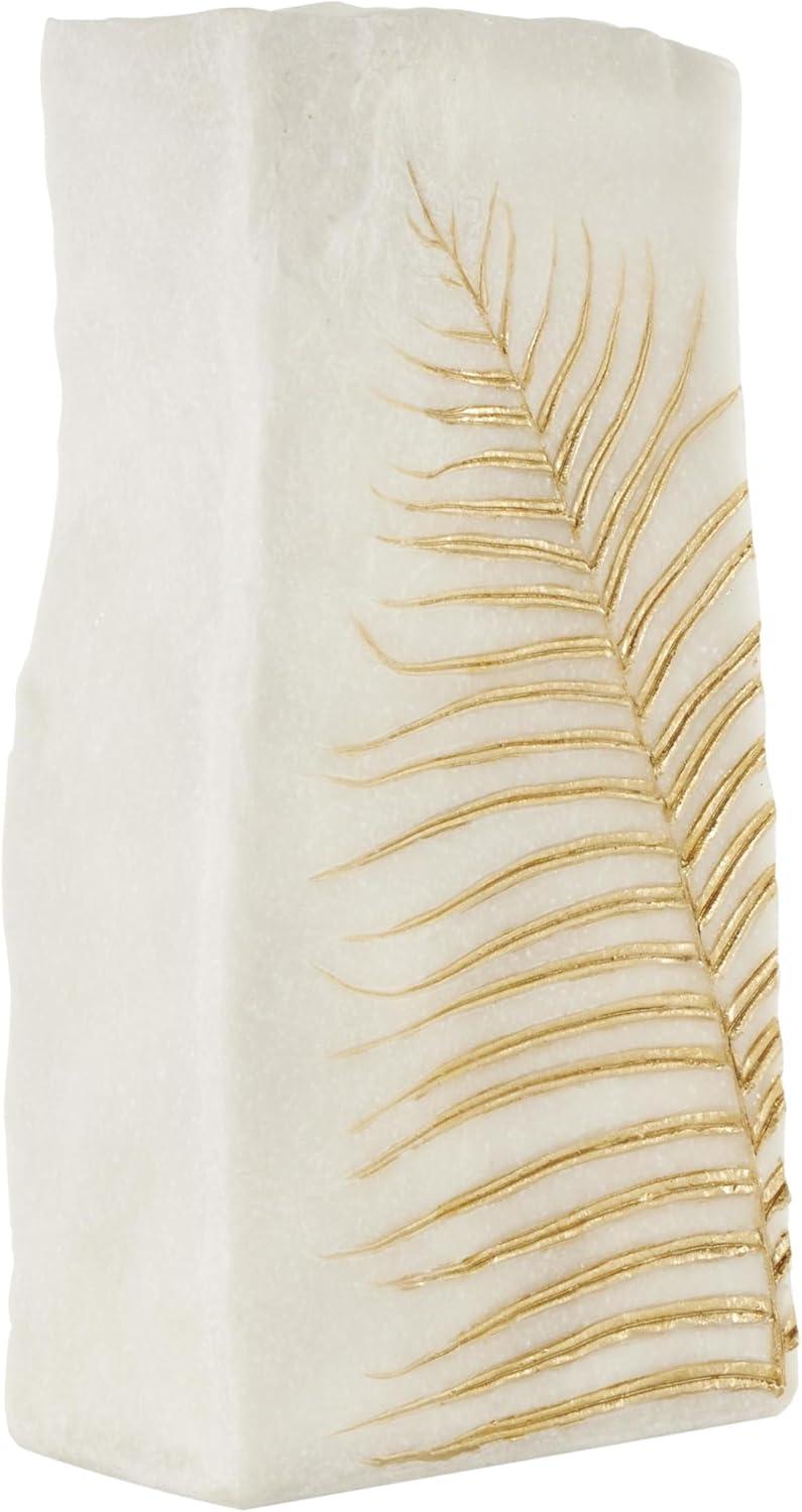 imageDeco 79 Polystone Decorative Vase Leaf Centerpiece Vase Flower Vase for Home Decoration 10quot x 6quot x 18quot WhiteWhite