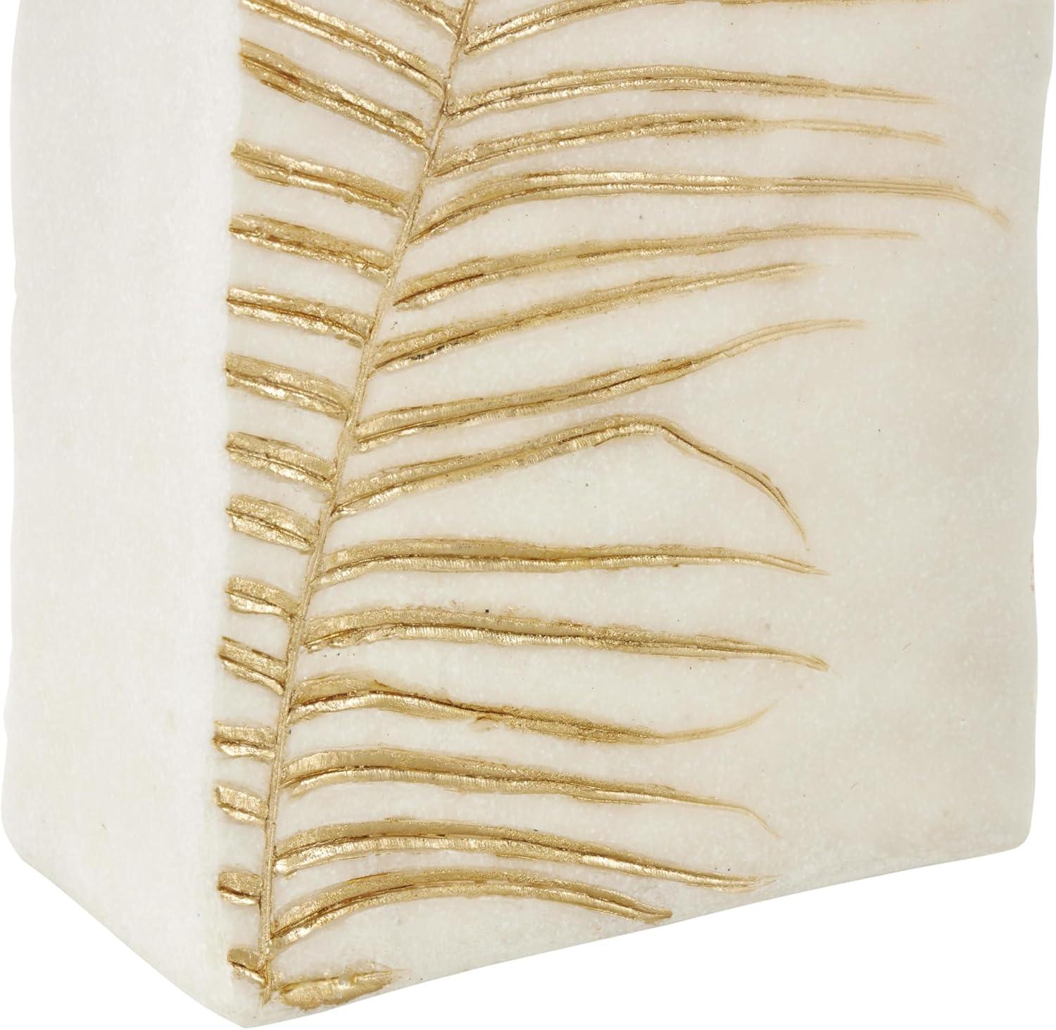 imageDeco 79 Polystone Decorative Vase Leaf Centerpiece Vase Flower Vase for Home Decoration 10quot x 6quot x 18quot WhiteWhite