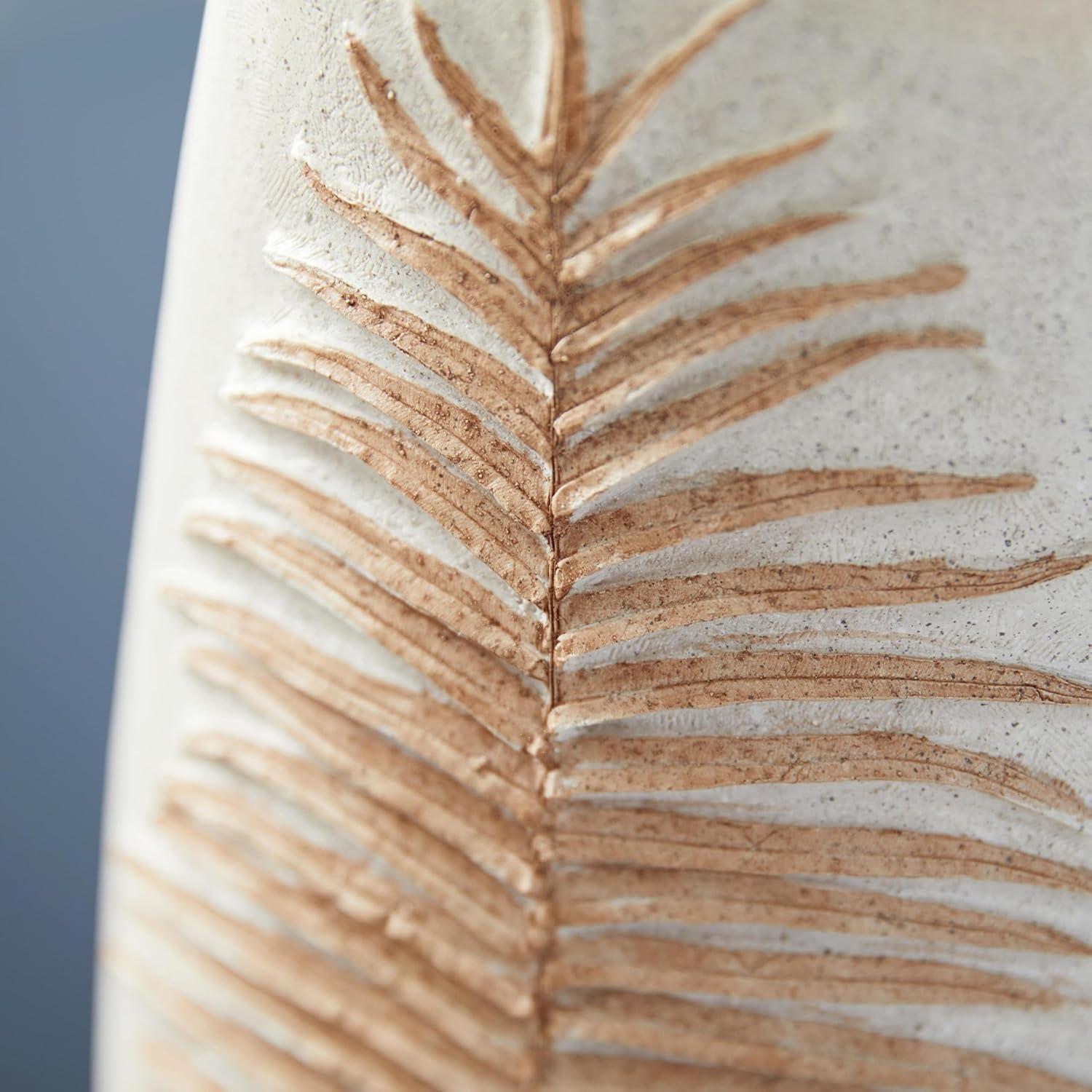 imageDeco 79 Polystone Decorative Vase Leaf Centerpiece Vase Flower Vase for Home Decoration 10quot x 6quot x 18quot WhiteWhite