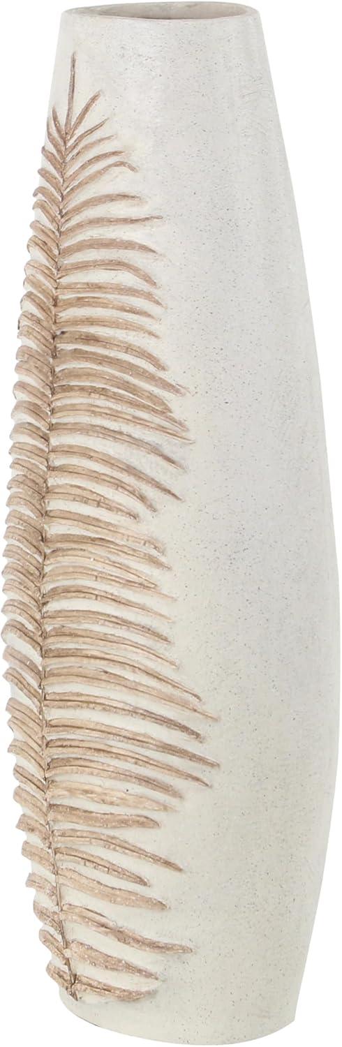imageDeco 79 Polystone Decorative Vase Leaf Centerpiece Vase Flower Vase for Home Decoration 10quot x 6quot x 18quot WhiteWhite