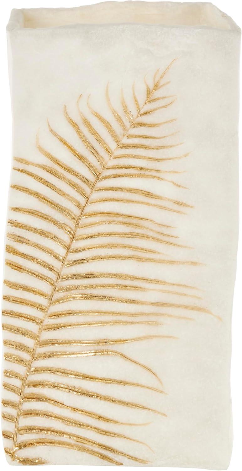 imageDeco 79 Polystone Decorative Vase Leaf Centerpiece Vase Flower Vase for Home Decoration 10quot x 6quot x 18quot WhiteWhite