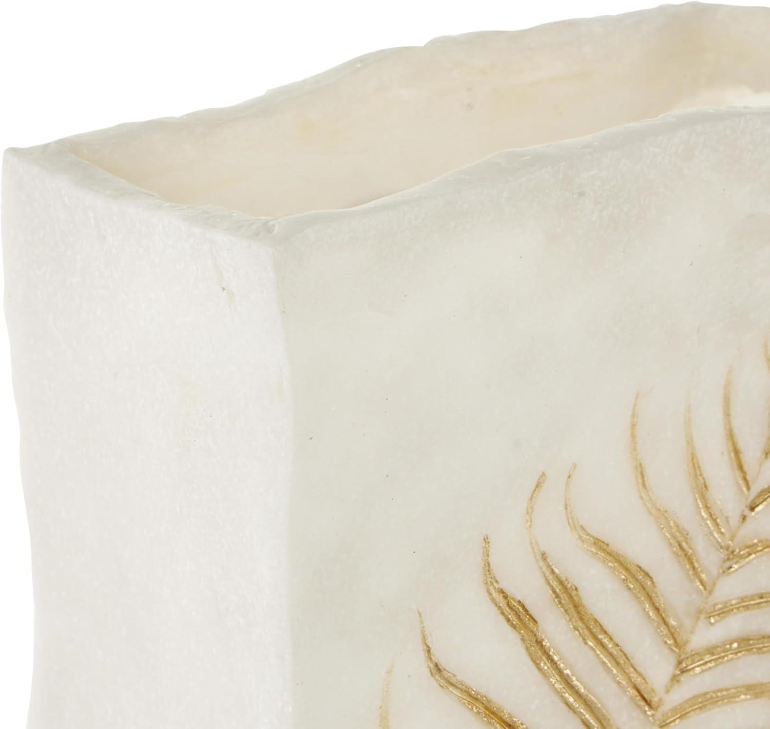 imageDeco 79 Polystone Decorative Vase Leaf Centerpiece Vase Flower Vase for Home Decoration 10quot x 6quot x 18quot WhiteWhite