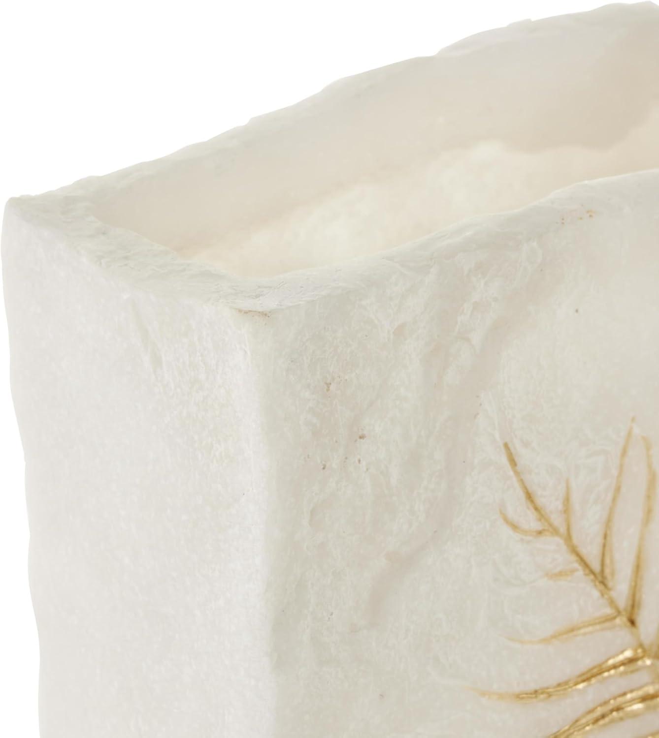 imageDeco 79 Polystone Decorative Vase Leaf Centerpiece Vase Flower Vase for Home Decoration 10quot x 6quot x 18quot WhiteWhite