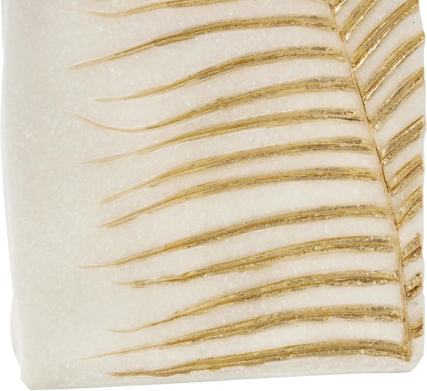 imageDeco 79 Polystone Decorative Vase Leaf Centerpiece Vase Flower Vase for Home Decoration 10quot x 6quot x 18quot WhiteWhite