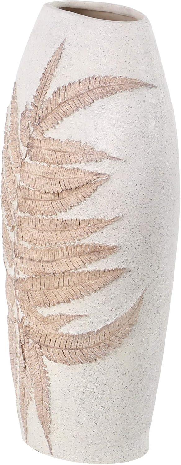 imageDeco 79 Polystone Decorative Vase Leaf Centerpiece Vase Flower Vase for Home Decoration 10quot x 6quot x 18quot WhiteWhite