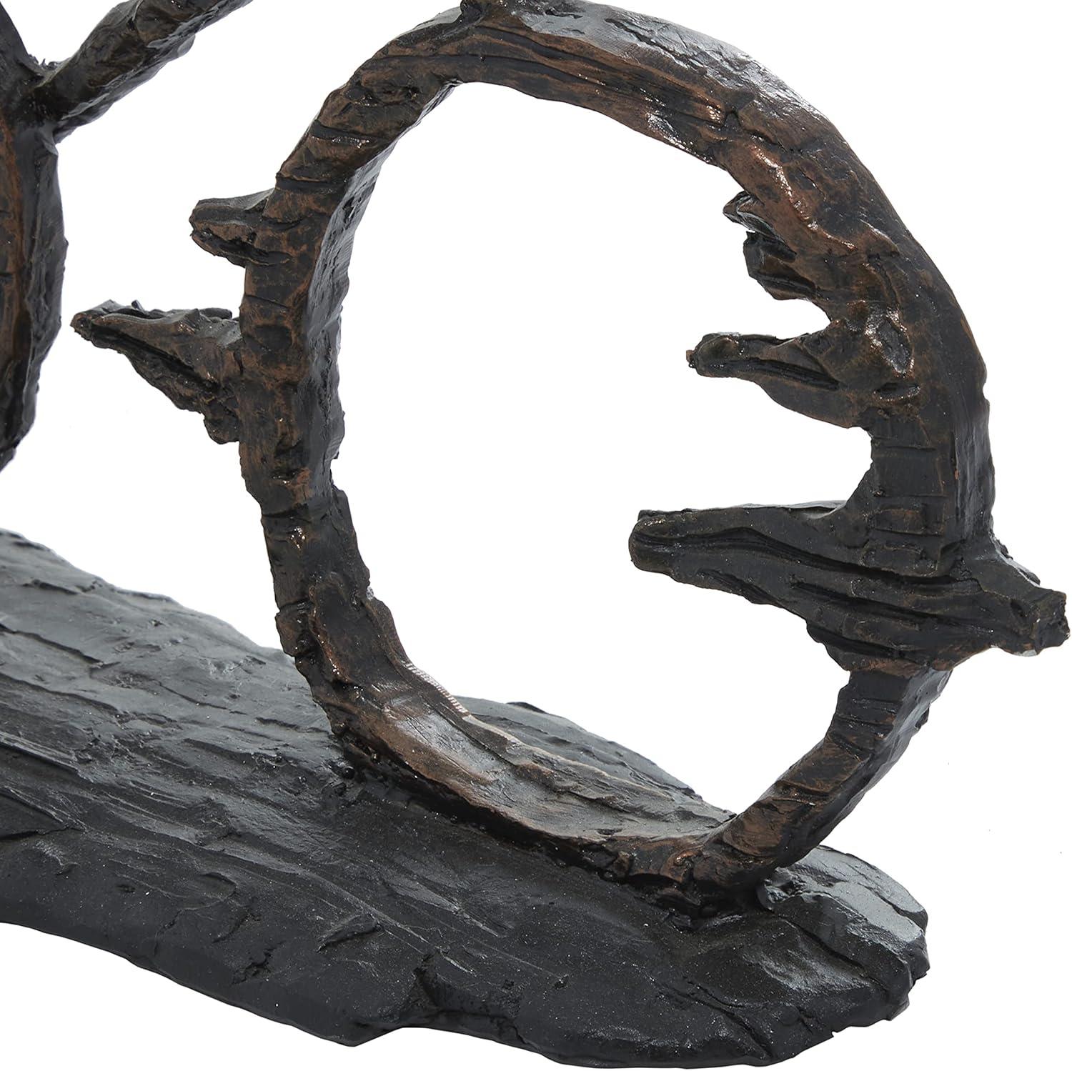 imageDeco 79 Polystone People Decorative Sculpture Home Decor Statue with Bike Accent Figurine 21quot x 3quot x 13quot Brass