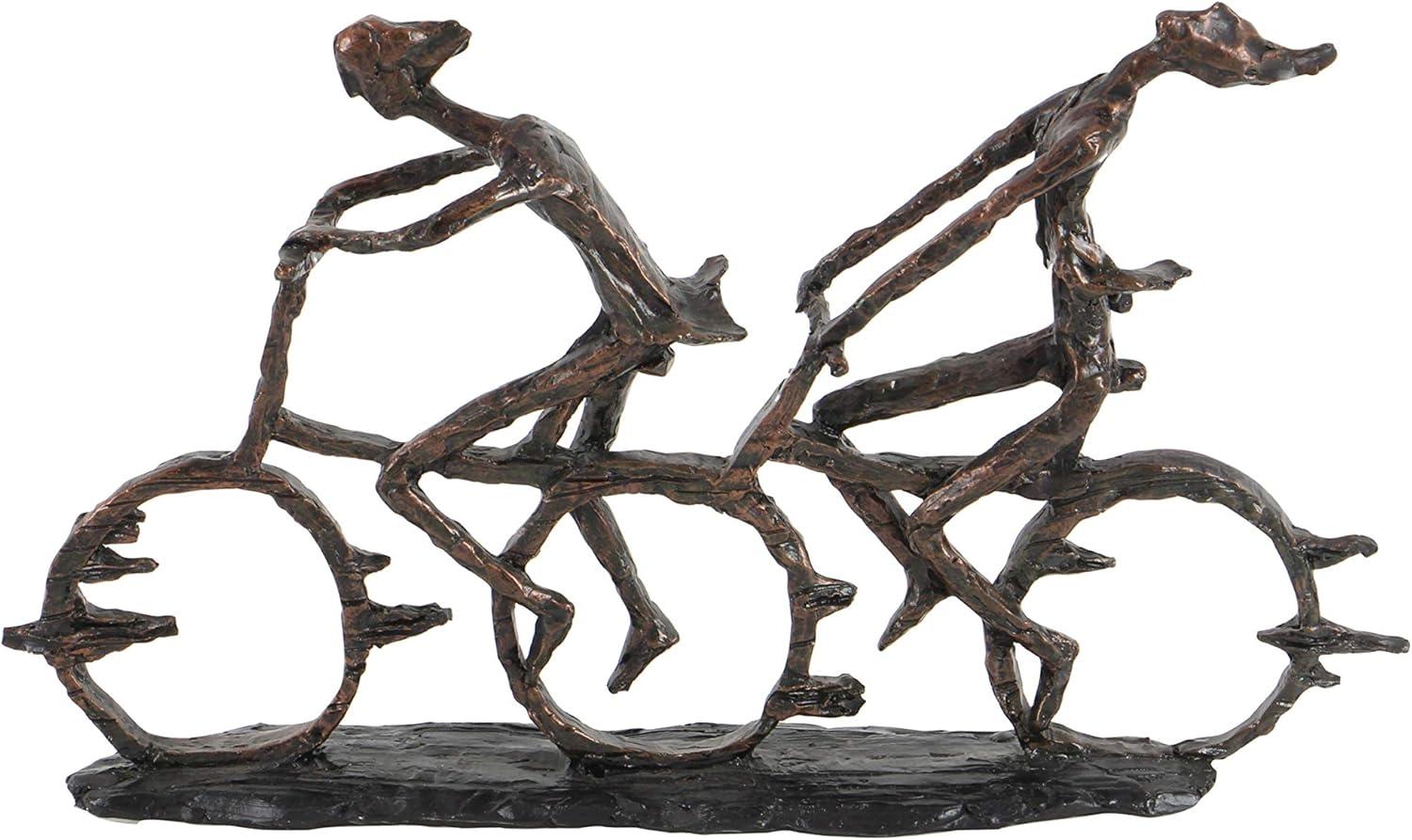 imageDeco 79 Polystone People Decorative Sculpture Home Decor Statue with Bike Accent Figurine 21quot x 3quot x 13quot Brass