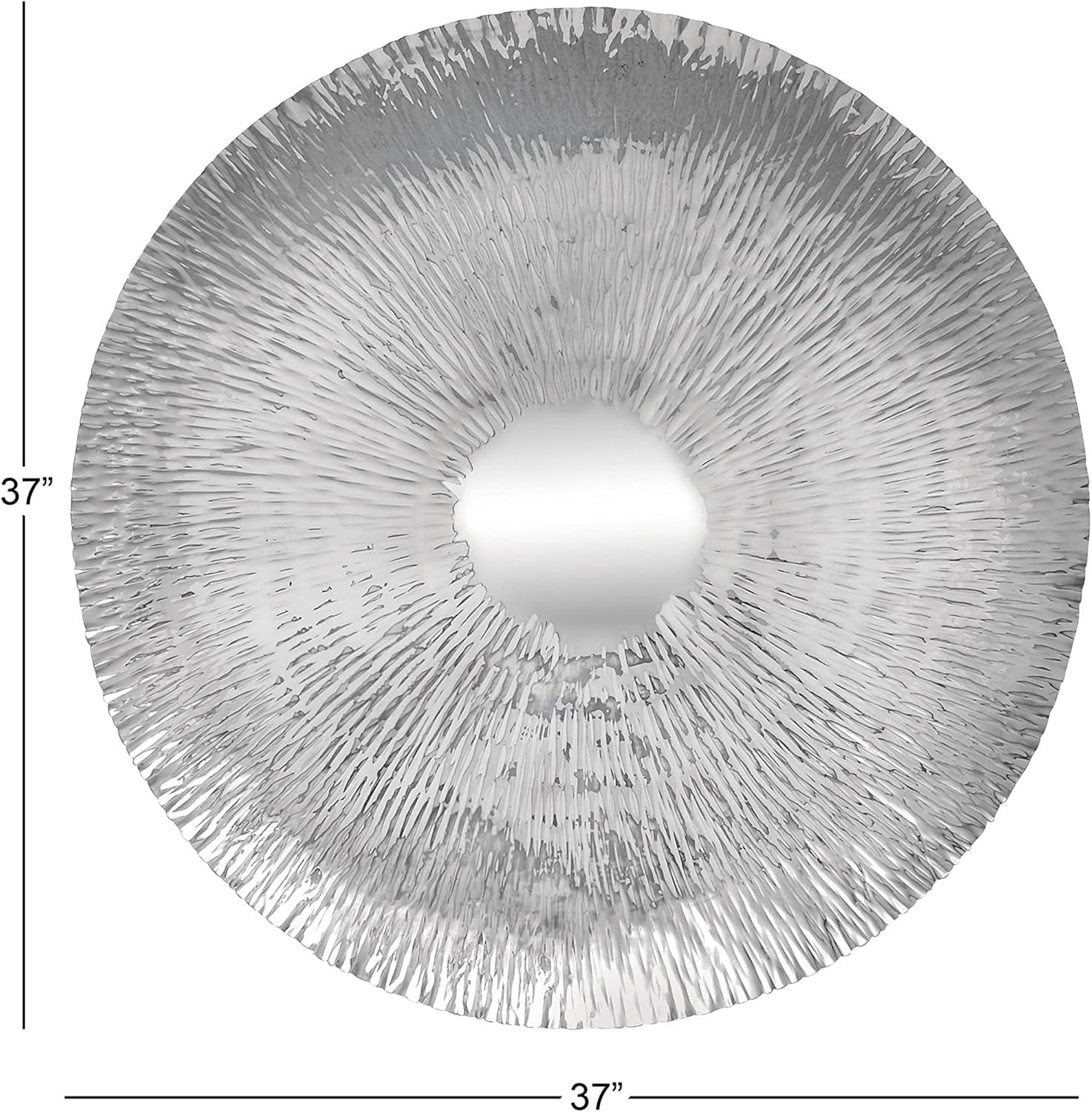 imageDeco 79 Stainless Steel Metal Plate Home Wall Decor Wall Sculpture with Hammered Design Wall Art 36quot x 36quot x 4quot Silver