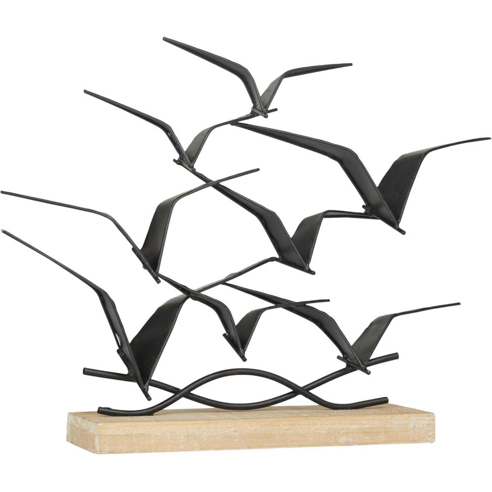 imageDeco 79 Metal Bird Decorative Sculpture Home Decor Statue Accent Figurine 19quot x 4quot x 14quot Black19L x 4W