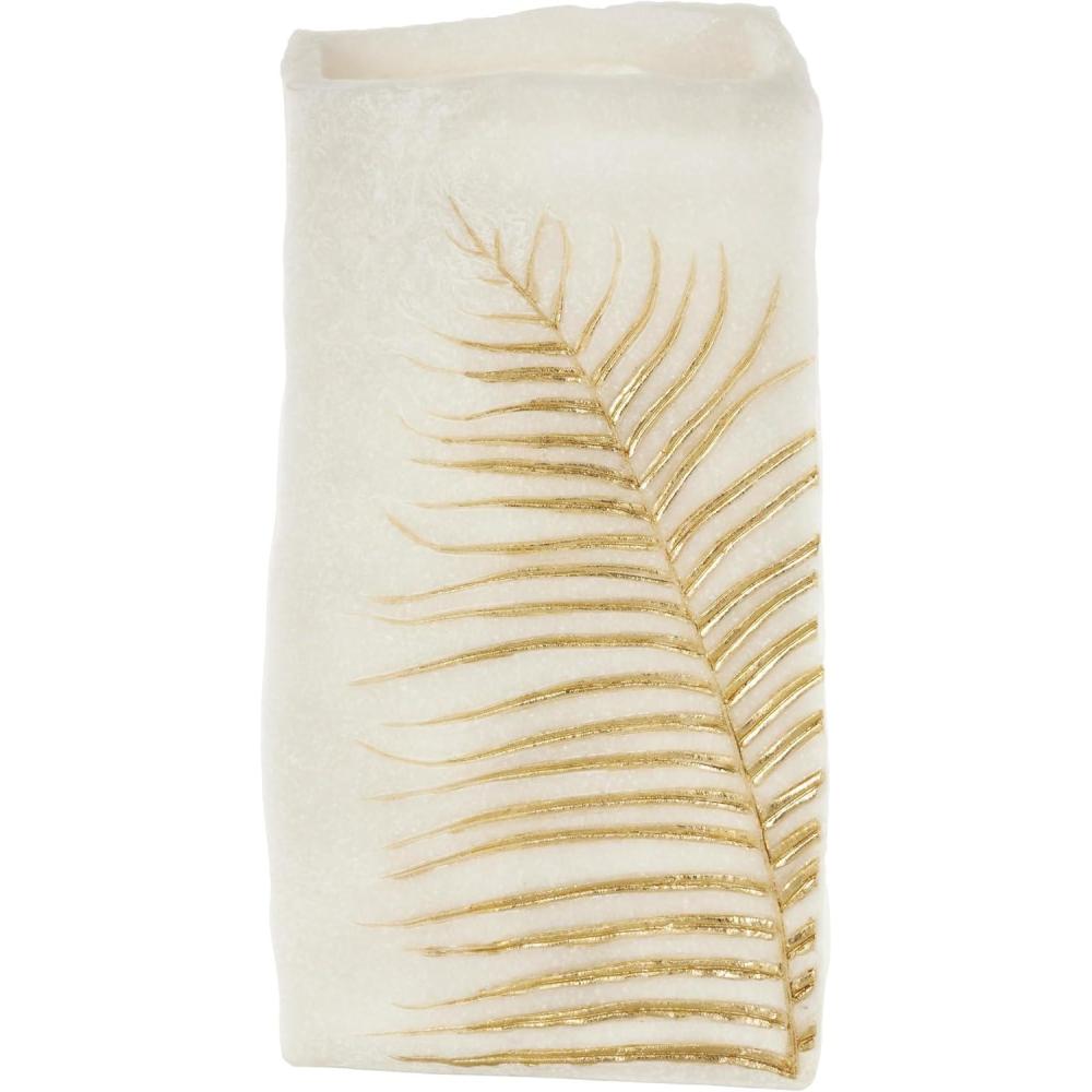 imageDeco 79 Polystone Decorative Vase Leaf Centerpiece Vase Flower Vase for Home Decoration 10quot x 6quot x 18quot WhiteWhite