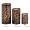 imageDeco 79 Metal Indoor Outdoor Candle Lantern Cutout Tree Branch Lantern Candle Holder with Gold Interior Set of 3 Lantern 12quot 9quot 5quotH Bronze12  9  5H