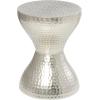 imageDeco 79 Metal Side End Accent Table Hammered End Table with Hourglass Shape Side Table 14quot x 14quot x 18quot SilverSilver