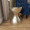 imageDeco 79 Metal Side End Accent Table Hammered End Table with Hourglass Shape Side Table 14quot x 14quot x 18quot SilverSilver
