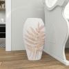 imageDeco 79 Polystone Decorative Vase Leaf Centerpiece Vase Flower Vase for Home Decoration 10quot x 6quot x 18quot WhiteWhite