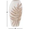 imageDeco 79 Polystone Decorative Vase Leaf Centerpiece Vase Flower Vase for Home Decoration 10quot x 6quot x 18quot WhiteWhite