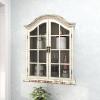 imageDeco 79 Vintage Wood Wall Dcor with Glass Doors and Shelving 22quot x 8quot x 28quot White