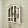 imageDeco 79 Vintage Wood Wall Dcor with Glass Doors and Shelving 22quot x 8quot x 28quot White