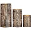 imageDeco 79 Metal Indoor Outdoor Candle Lantern Cutout Tree Branch Lantern Candle Holder with Gold Interior Set of 3 Lantern 12quot 9quot 5quotH Bronze12  9  5H