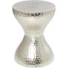 imageDeco 79 Metal Side End Accent Table Hammered End Table with Hourglass Shape Side Table 14quot x 14quot x 18quot SilverSilver