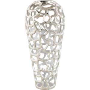 imageDeco 79 Aluminum Metal Decorative Vase Cutout Coral Centerpiece Vase Vase for Home Decoration 8quot x 8quot x 19quot Silver8L x 8W x 19H