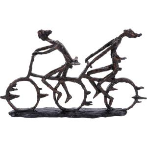 imageDeco 79 Polystone People Decorative Sculpture Home Decor Statue with Bike Accent Figurine 21quot x 3quot x 13quot Brass