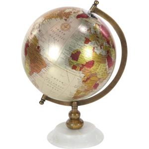 imageDeco 79 Plastic Globe 8quot x 8quot x 15quot WhiteBrassMulticoloredBrownWhite