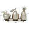 imageDeco 79 Aluminum Metal Fruit Decorative Jars with Matching Leaf Tray Set of 4 12quot W 7quot H Silver