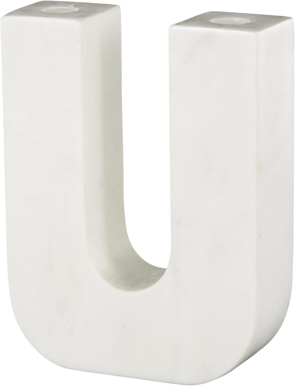 imageDeco 79 Marble Abstract Decorative Candle Holder UShaped Candle Stand Candlestick Holder 6quot x 2quot x 8quot Multi ColoredWhite