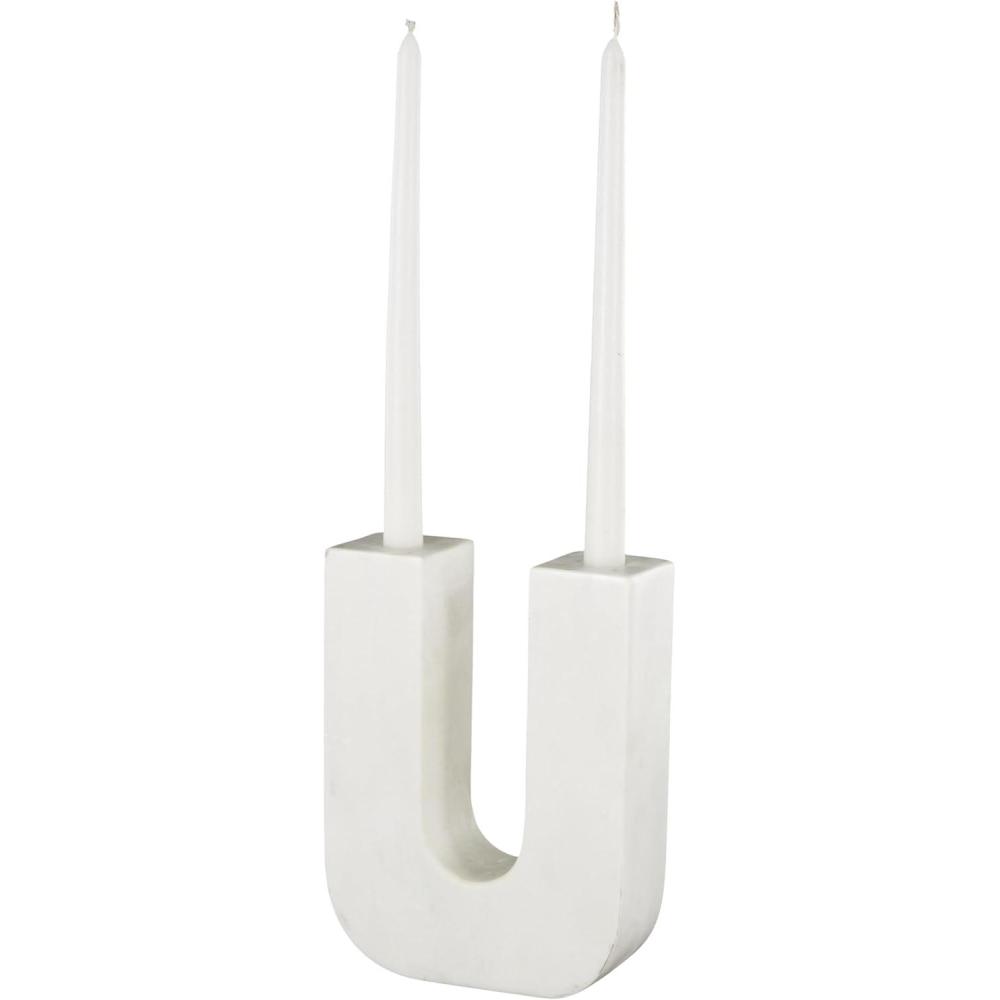 imageDeco 79 Marble Abstract Decorative Candle Holder UShaped Candle Stand Candlestick Holder 6quot x 2quot x 8quot Multi ColoredWhite