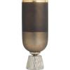 imageDeco 79 Glass Colorblock Candle Holder with Gold Accents and Textured Silver Base 6quot x 6quot x 16quot BronzeBronze