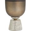 imageDeco 79 Glass Colorblock Candle Holder with Gold Accents and Textured Silver Base 6quot x 6quot x 16quot BronzeBronze