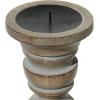 imageDeco 79 Mango Wood Handmade Decorative Candle Holder Candle Stand Set of 3 Candlestick Holder 23quot 21quot 18quotH Light Gray