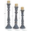 imageDeco 79 Mango Wood Handmade Decorative Candle Holder Candle Stand Set of 3 Candlestick Holder 23quot 21quot 18quotH Light Gray