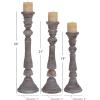 imageDeco 79 Mango Wood Handmade Decorative Candle Holder Candle Stand Set of 3 Candlestick Holder 23quot 21quot 18quotH Light Gray
