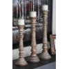 imageDeco 79 Mango Wood Handmade Decorative Candle Holder Candle Stand Set of 3 Candlestick Holder 23quot 21quot 18quotH Light Gray