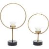 imageDeco 79 Metal Decorative Candle Holder Tapered Candle Stand with Rectangle Base Set of 2 Candlestick Holder 10quot9quot H GoldGold