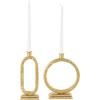 imageDeco 79 Metal Decorative Candle Holder Tapered Candle Stand with Rectangle Base Set of 2 Candlestick Holder 10quot9quot H GoldGold